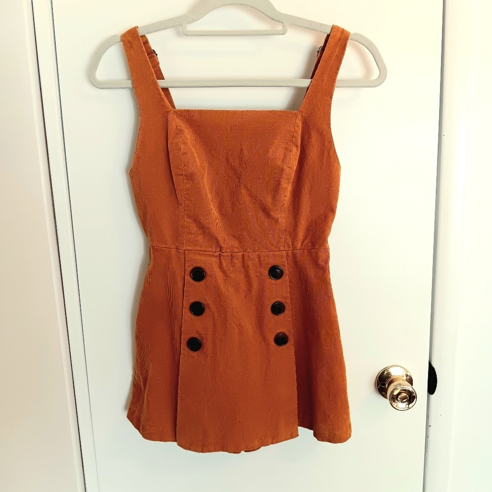 Urban Outfitters BDG Mustard Yellow Daley Corduroy Romper Shorts Coulotte Skirt - Picture 3 of 11